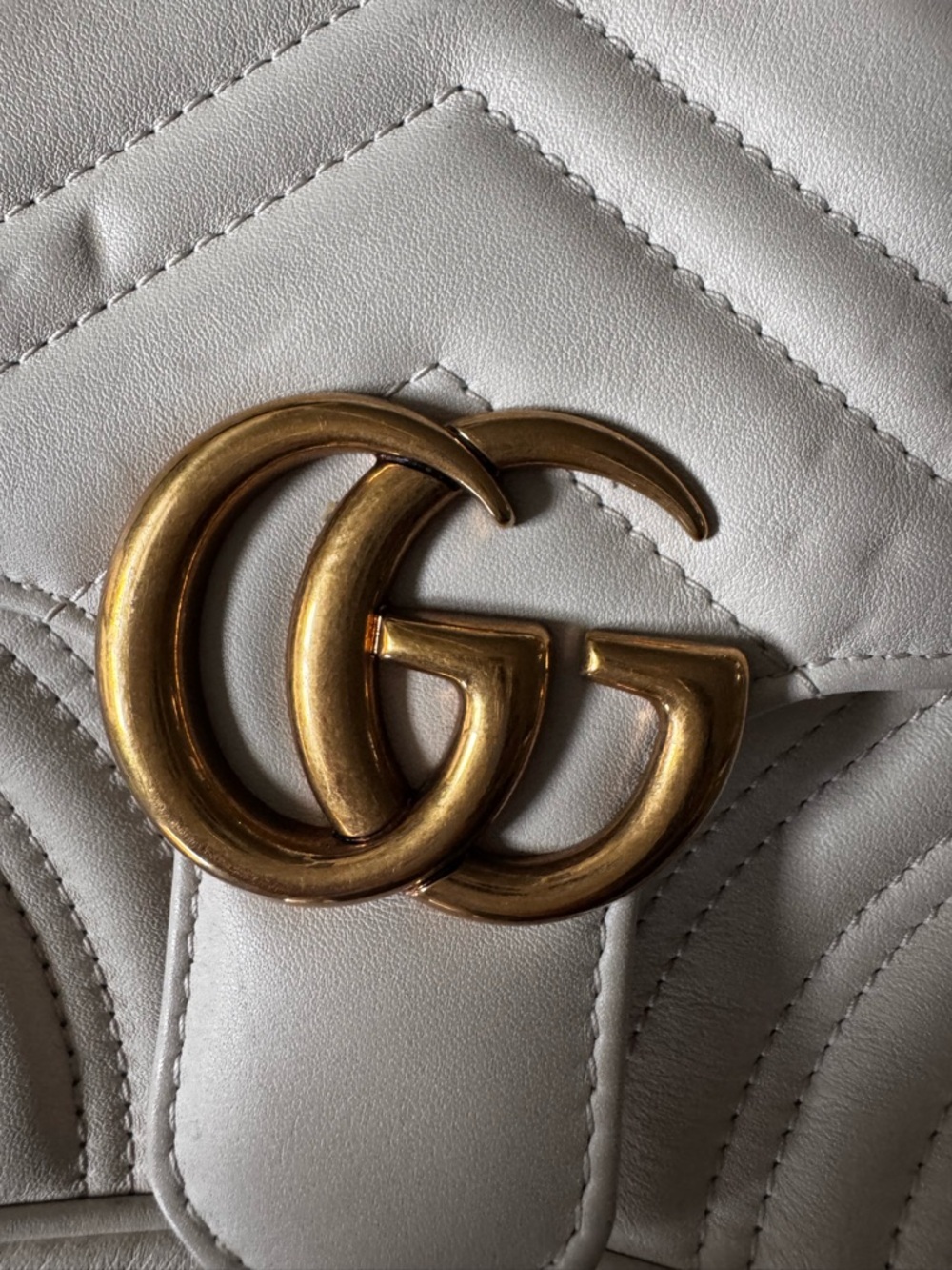 Gucci Cream GG Marmont Quilted Shoulder Bag with Gold Hardware - Picture 8 of 15